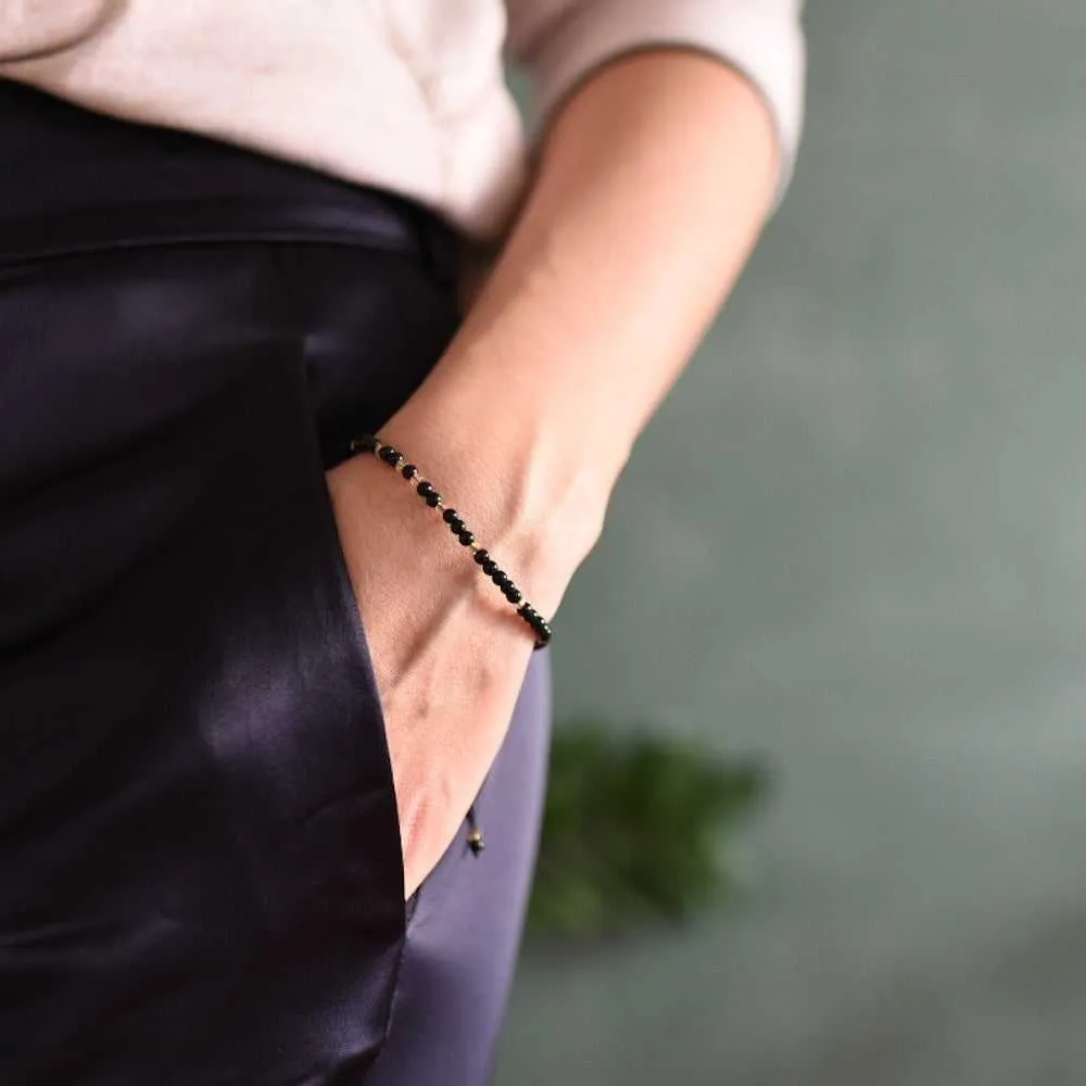 Black Onyx Adjustable Gemstone Bracelet