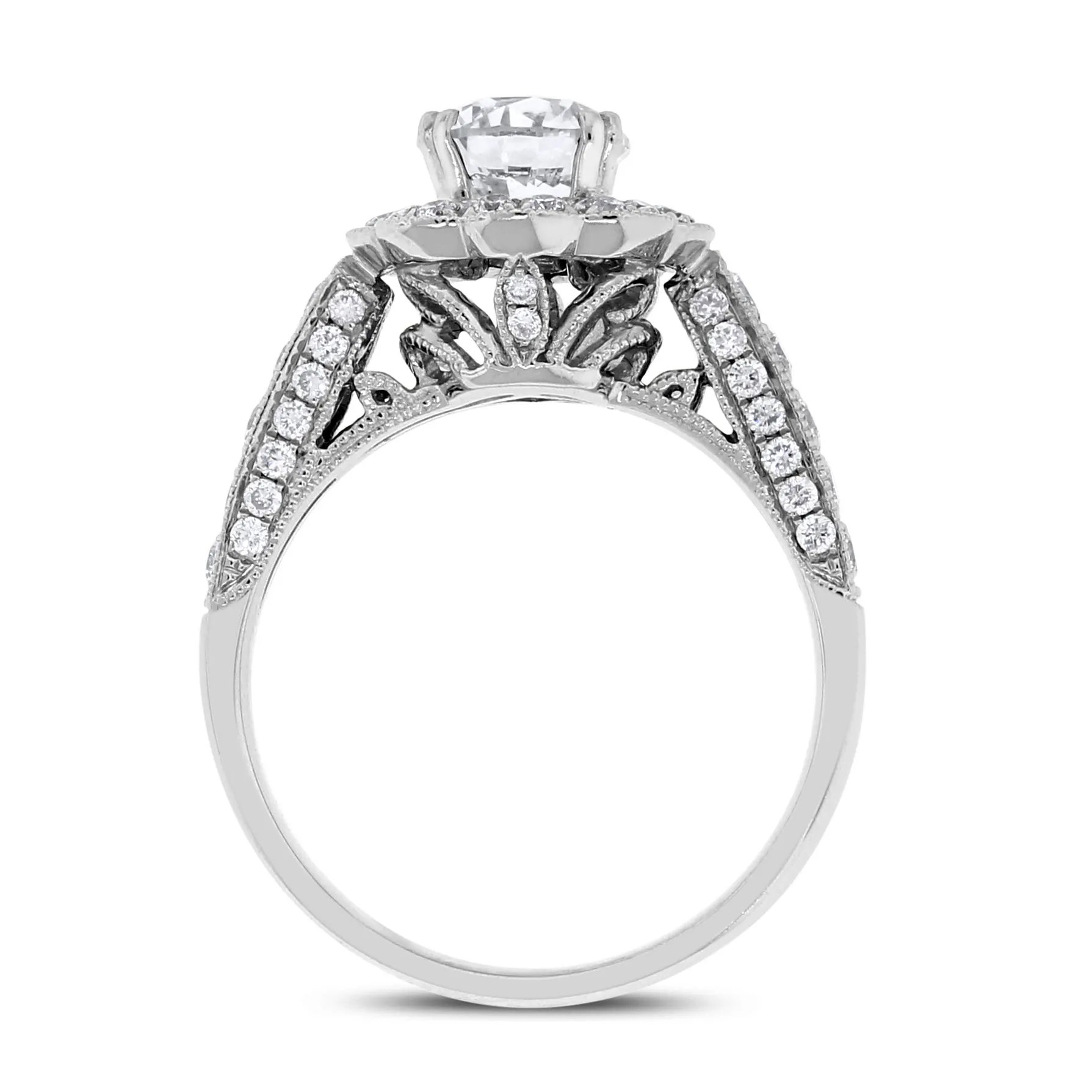 Blossoms Engagement Ring (1.21 ct Round GSI2 EGLUSA Diamond) in White Gold