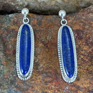 Blue Lapis Sterling Silver Post Earrings by Susie Livingston