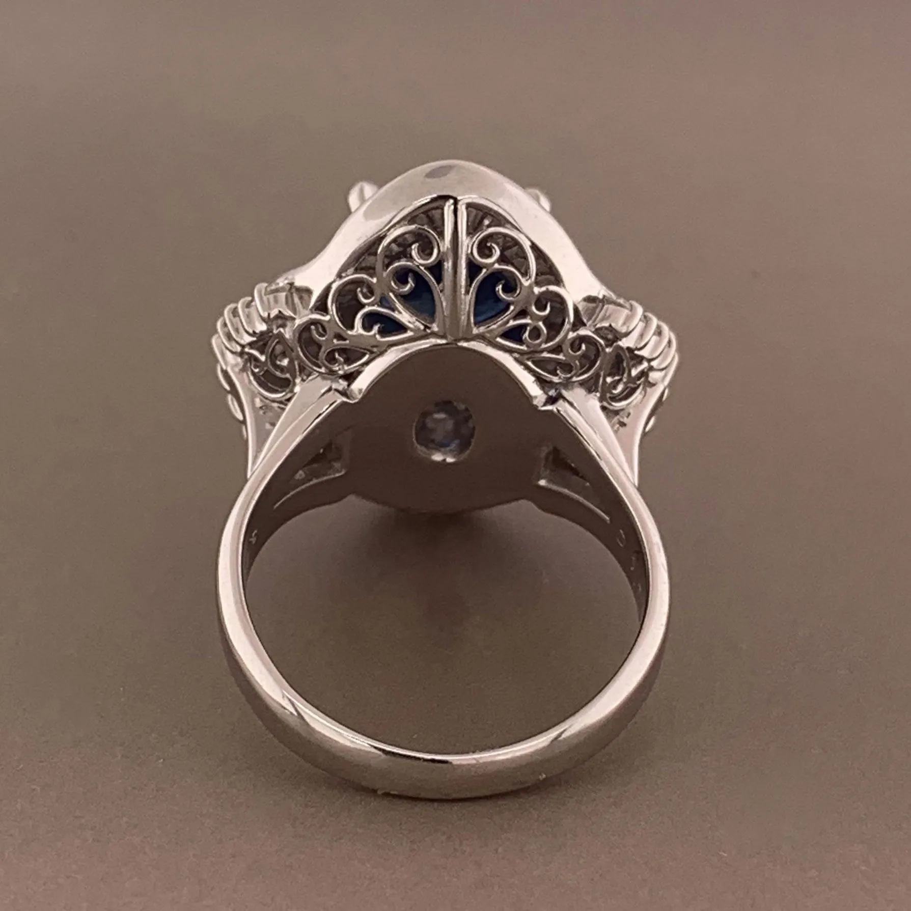 Blue Sapphire Diamond Platinum Cocktail Ring