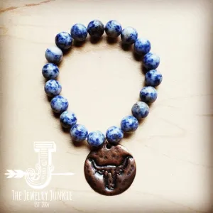 Blue Spot Bracelet with Steer Head Coin Bracelet