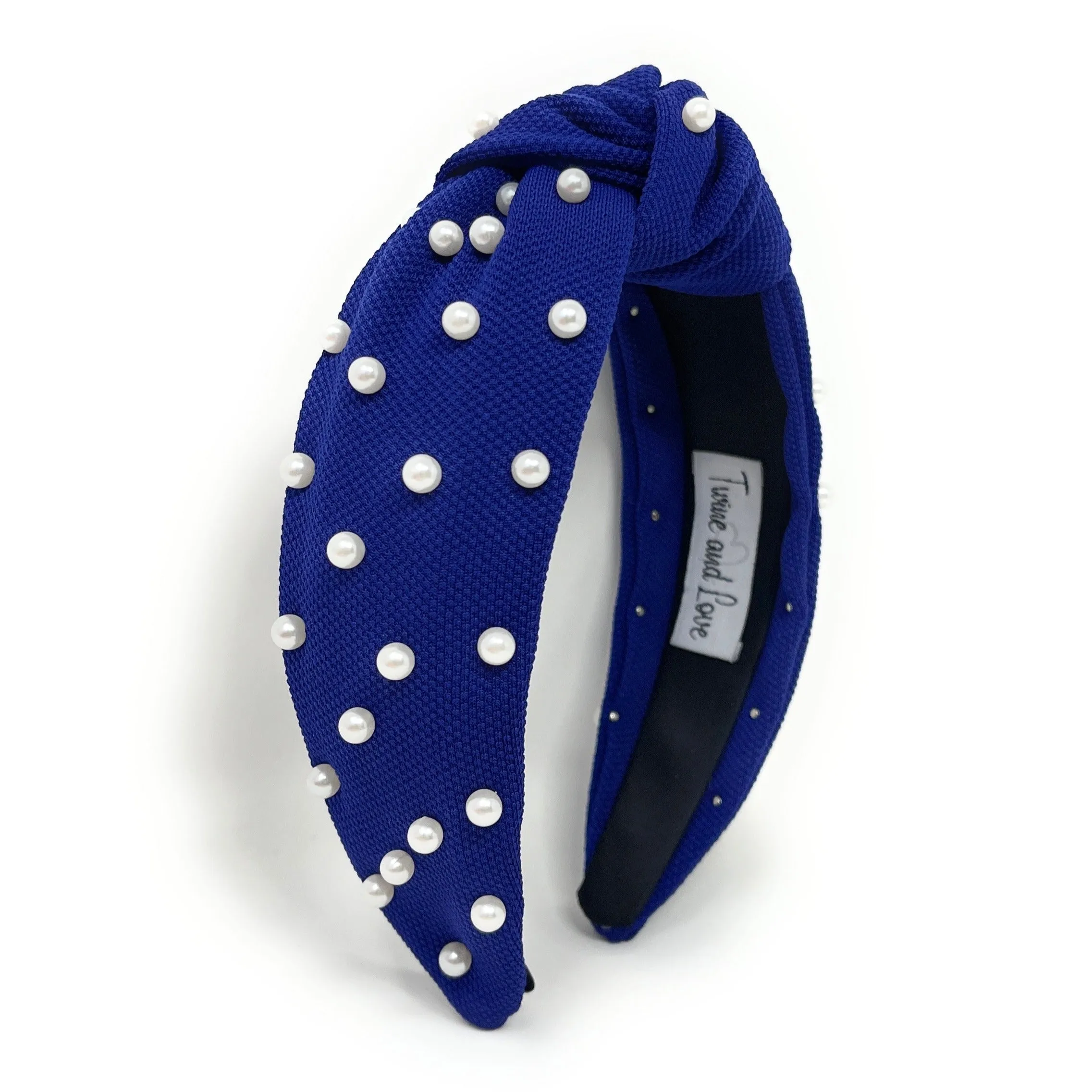 Blue White Pearls Knot Headband