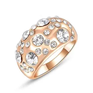 Bubbly Austrian Crystal and 18k Rose Gold Plated Cocktail Ring