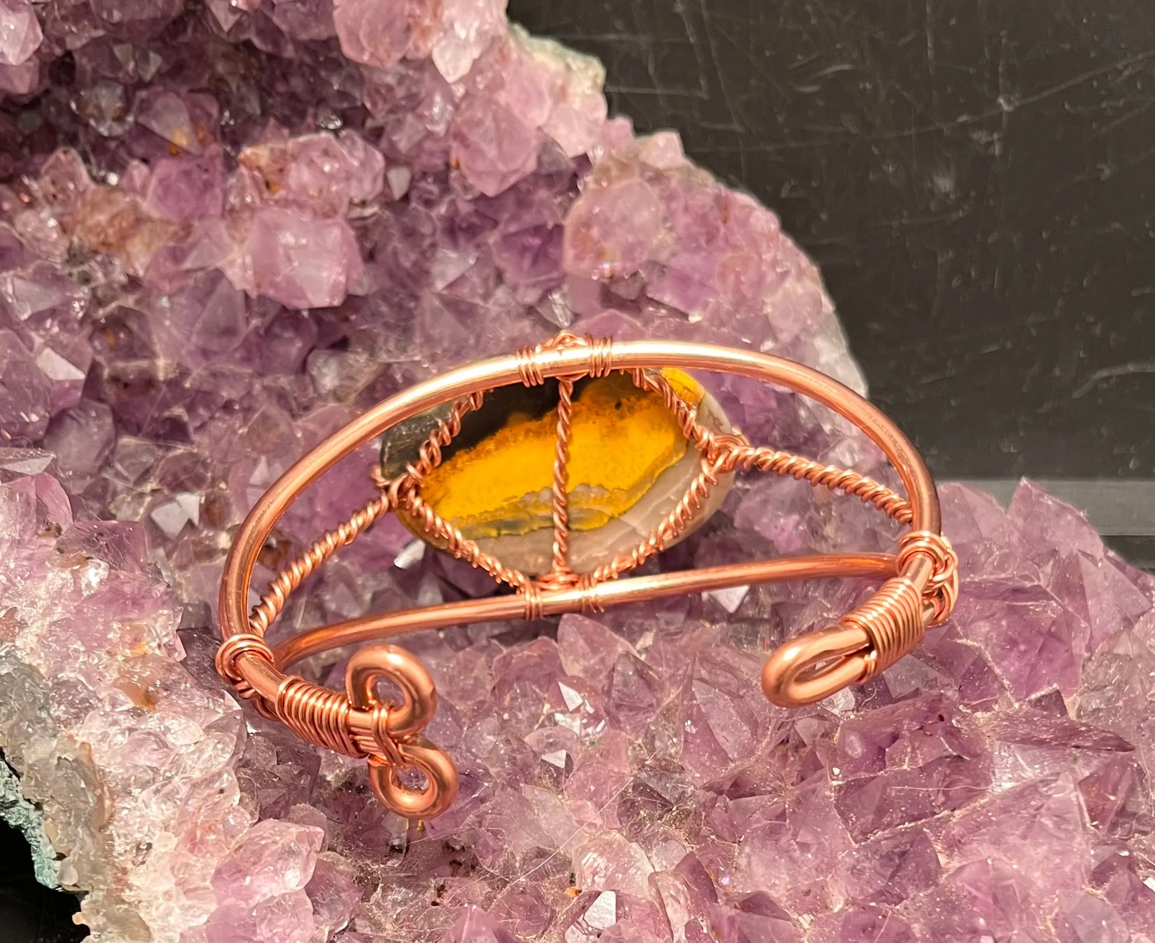 Bumblebee Jasper Copper Wirewrapped Bracelet