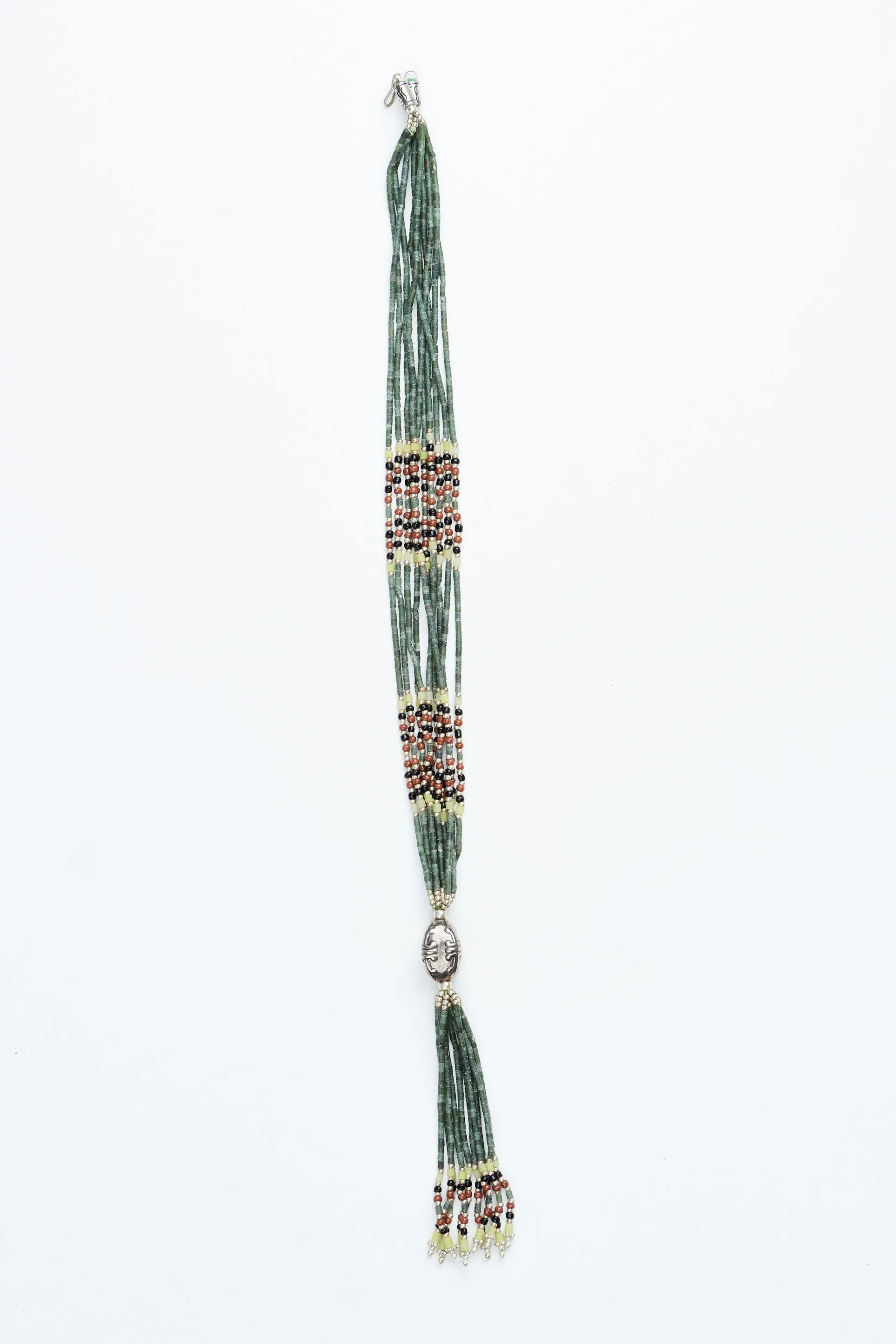 Burmese Jade and Silver Tassel Necklace