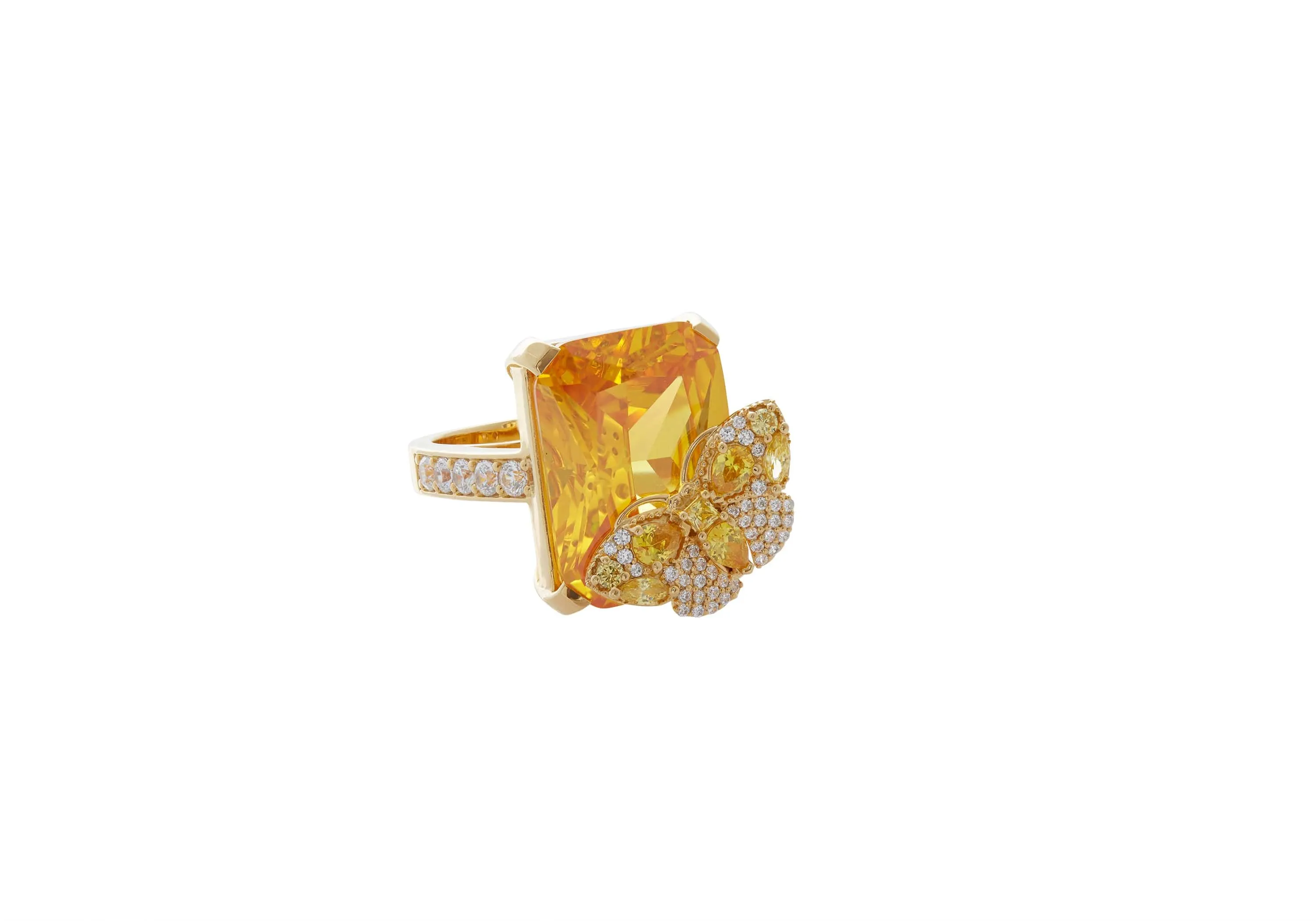 Butterfly Cocktail Ring Yellow