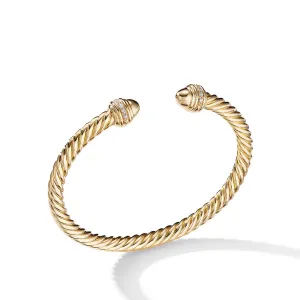 Cable Bracelet in 18K Gold with Gold Dome and Diamonds