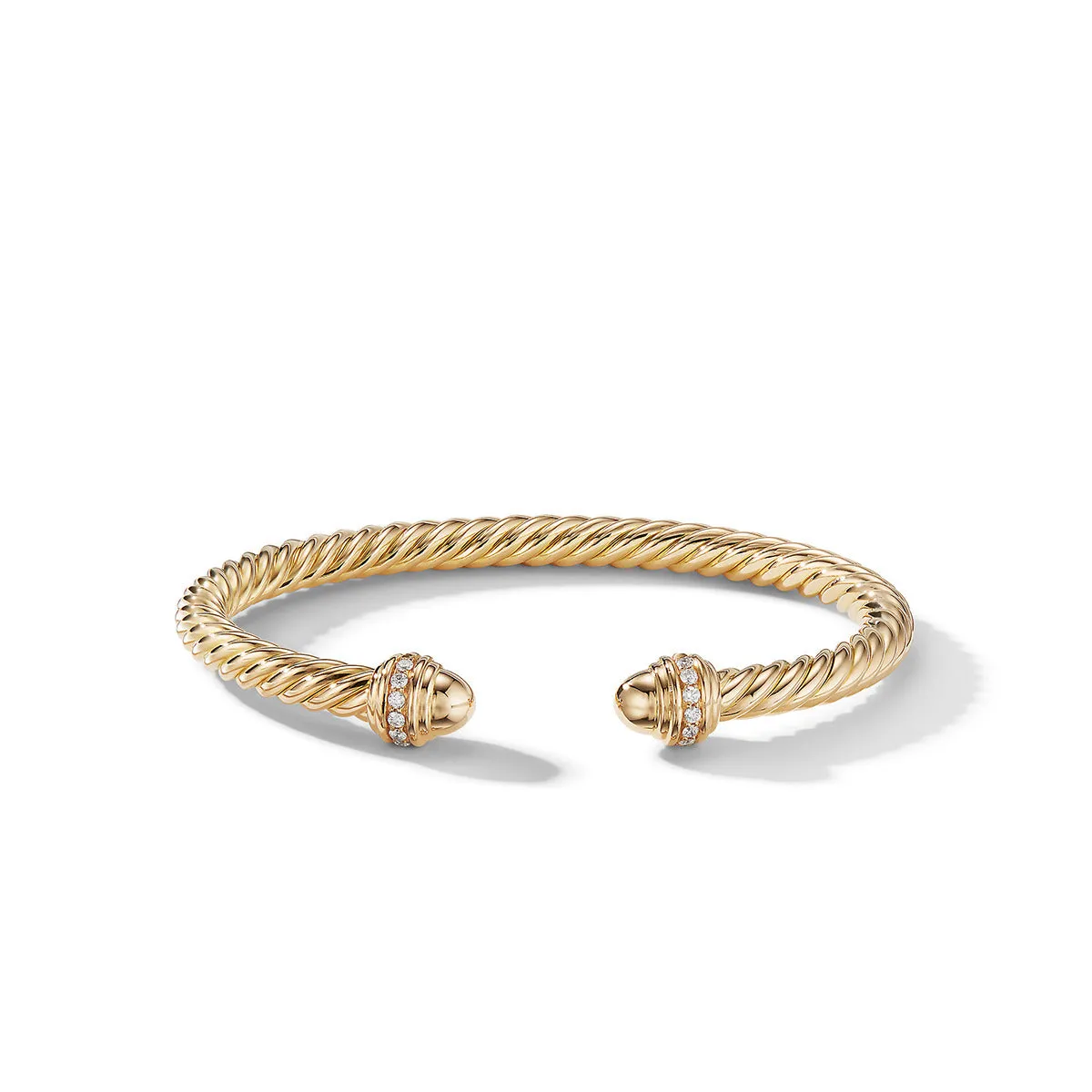 Cable Bracelet in 18K Gold with Gold Dome and Diamonds