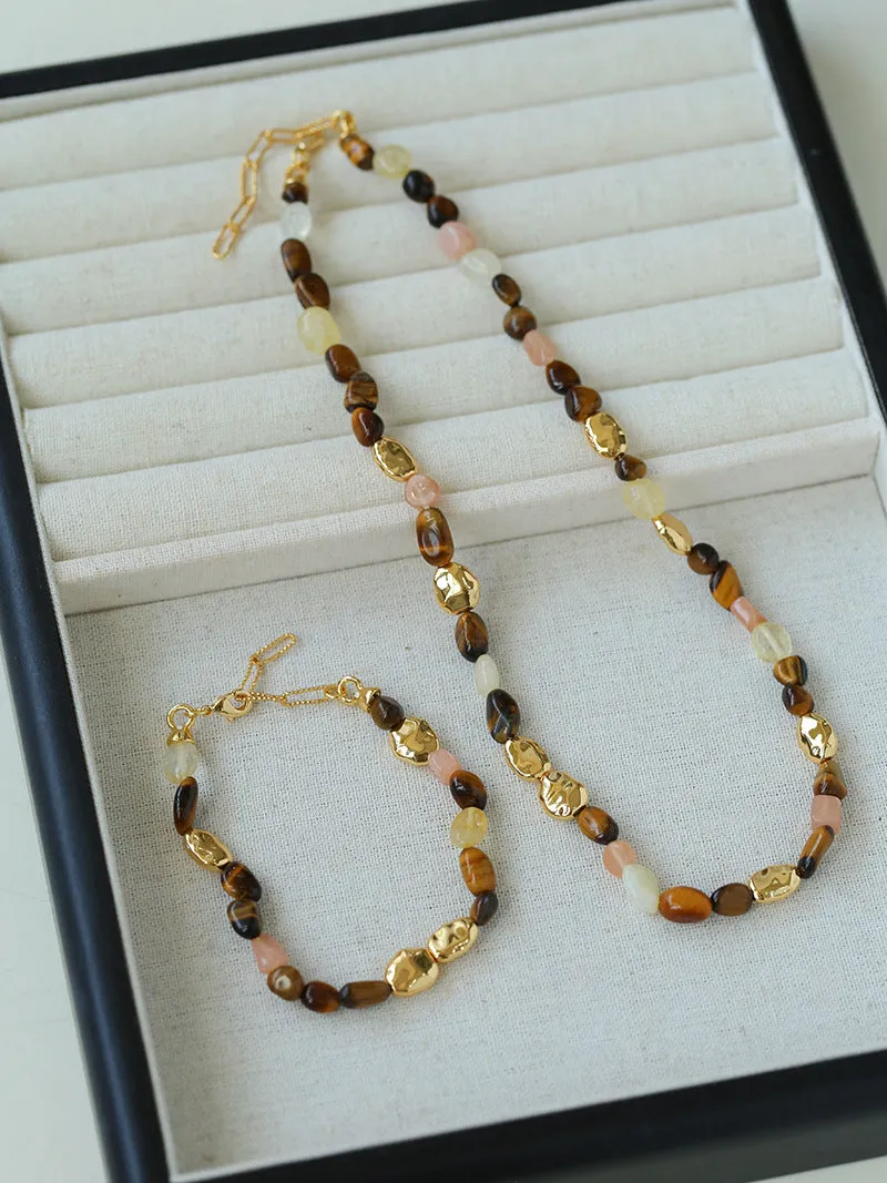 Caramel Summer Colorful Gemstone Beaded Bracelet