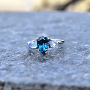 Celestial Blue - Moonstone & Blue Topaz Ring