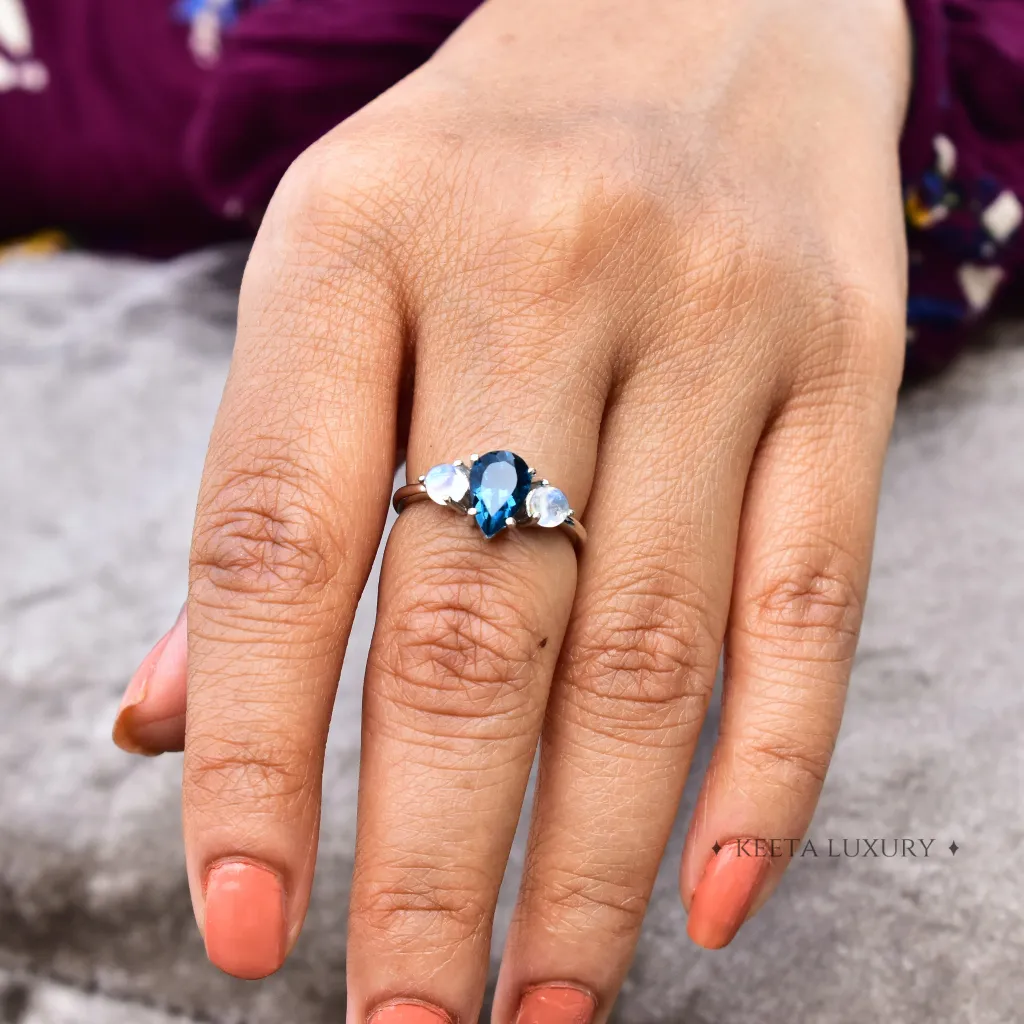 Celestial Blue - Moonstone & Blue Topaz Ring