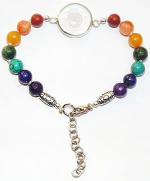 Chakra Stone bracelet with Sphatik Sriyantra in silver