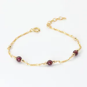 Charm Garnet Beaded Bracelets in 14K Gold Birthstone Jewelry for Women