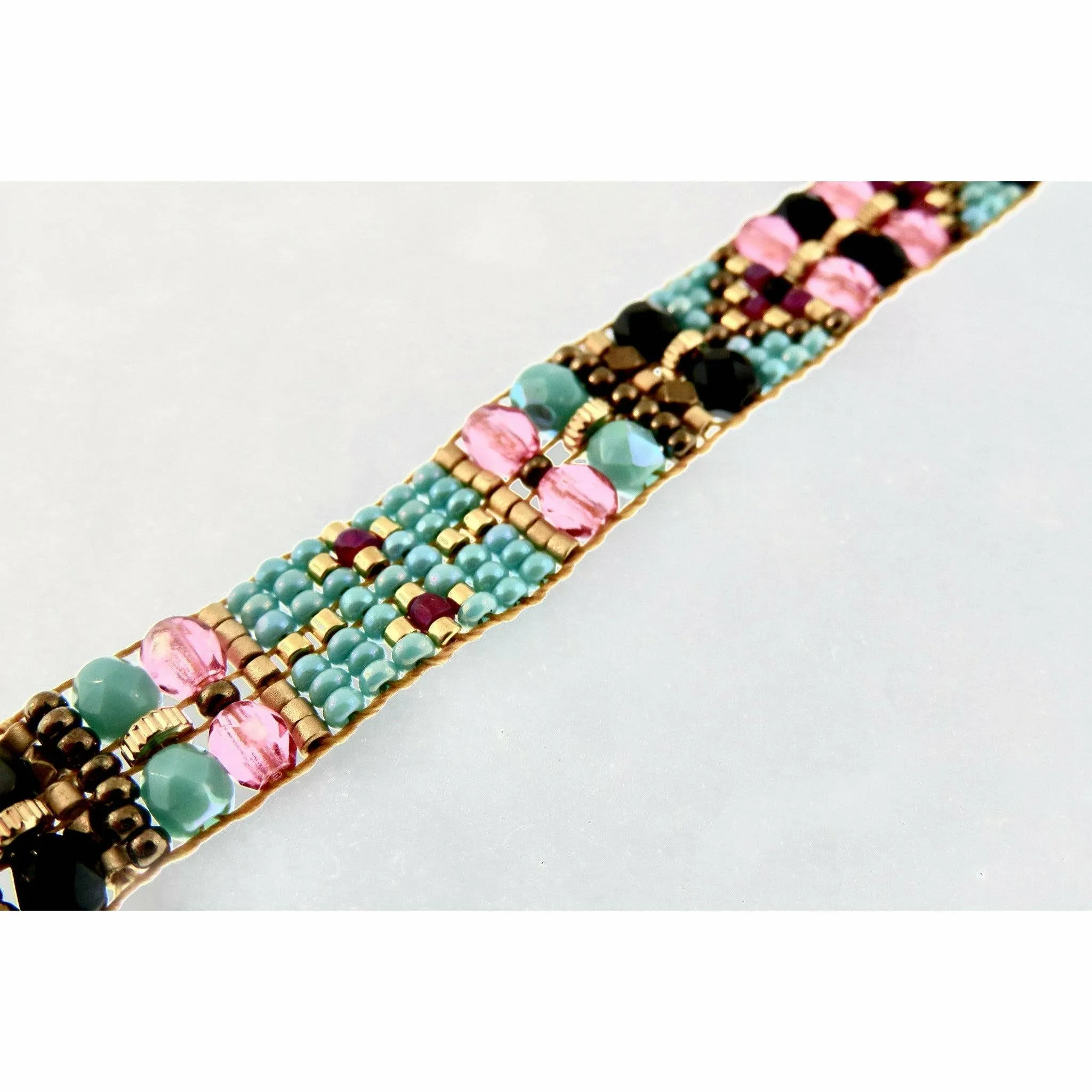 CHILI ROSE HOT POP DOT TURQUOISE AND PINK MIX MINI BRACELET