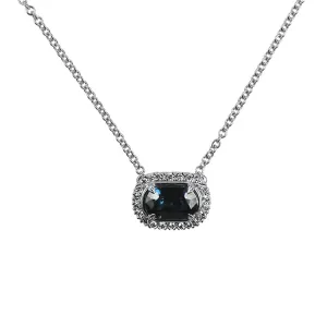 Christopher Designs 18K White Gold Sapphire and Diamond Halo Pendant