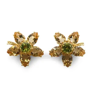 Citrine & Peridot Flower Earrings By Dolce & Gabbana