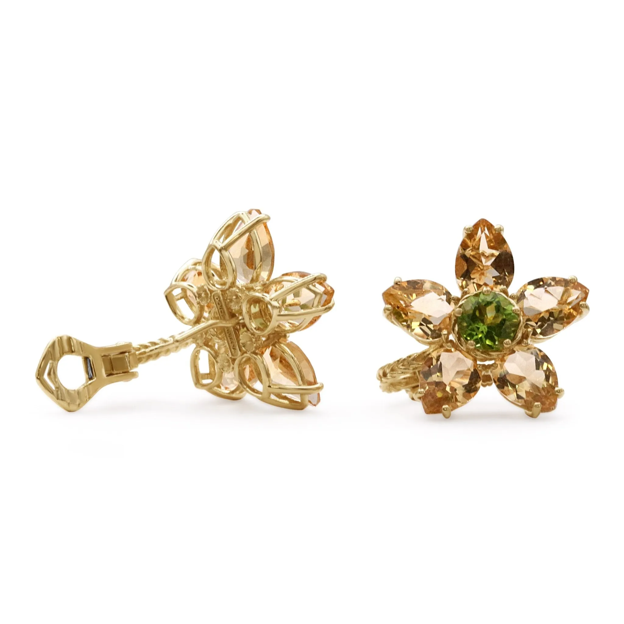 Citrine & Peridot Flower Earrings By Dolce & Gabbana