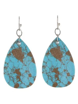 Clay marbled Turquoise Teardrop Earrings