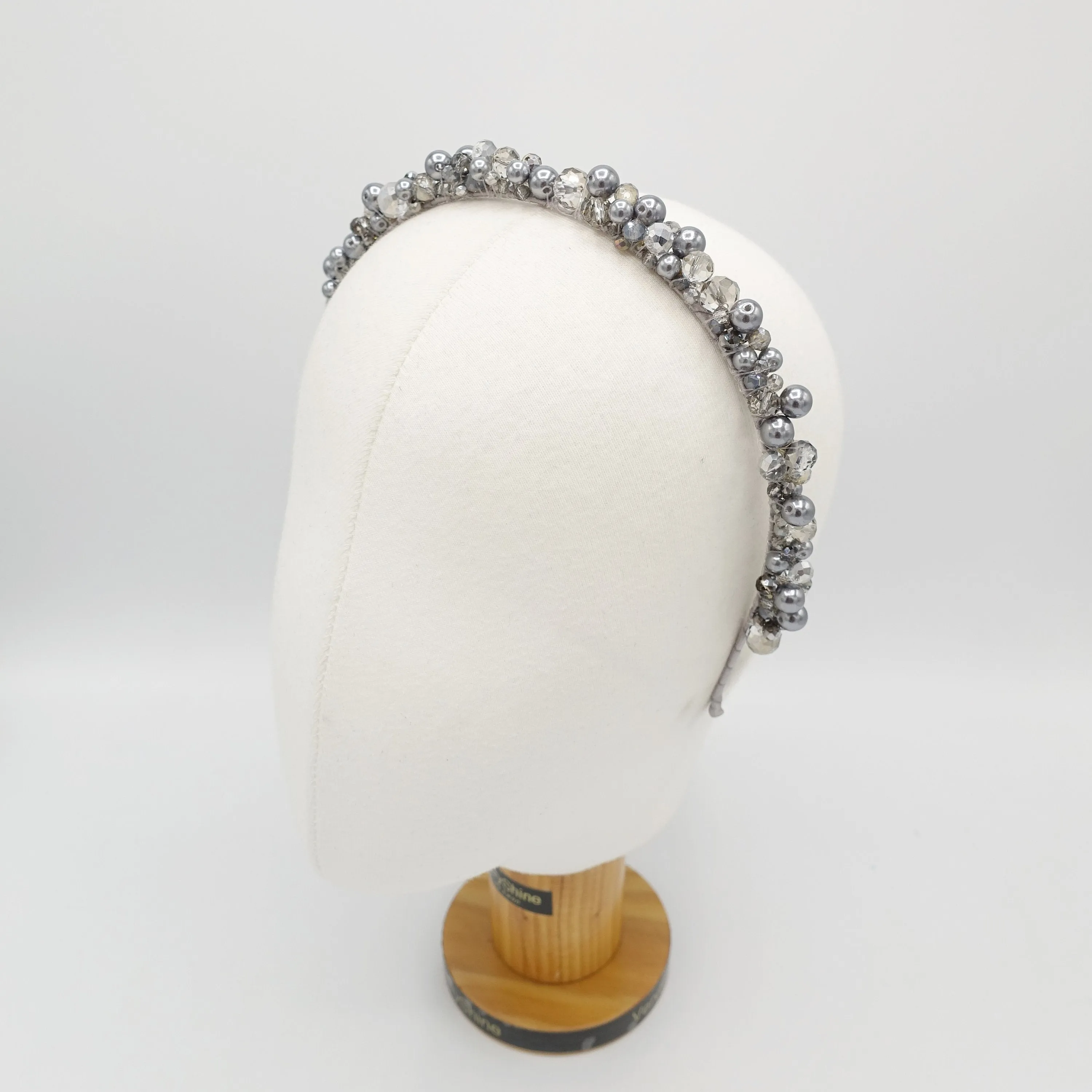 color pearl crystal ball beaded headband