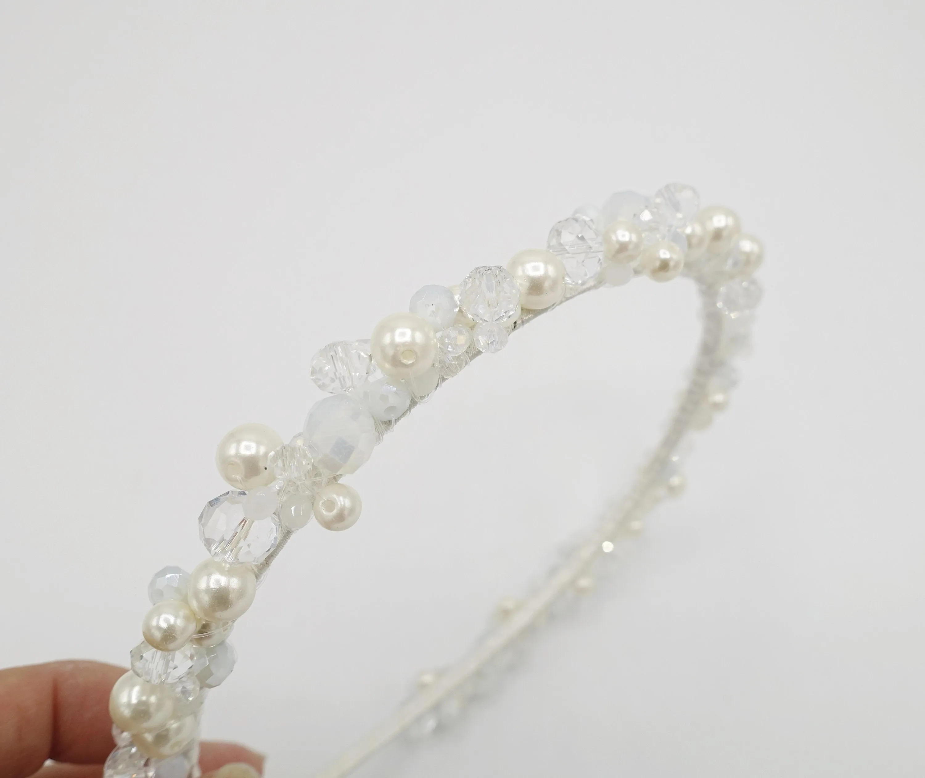 color pearl crystal ball beaded headband