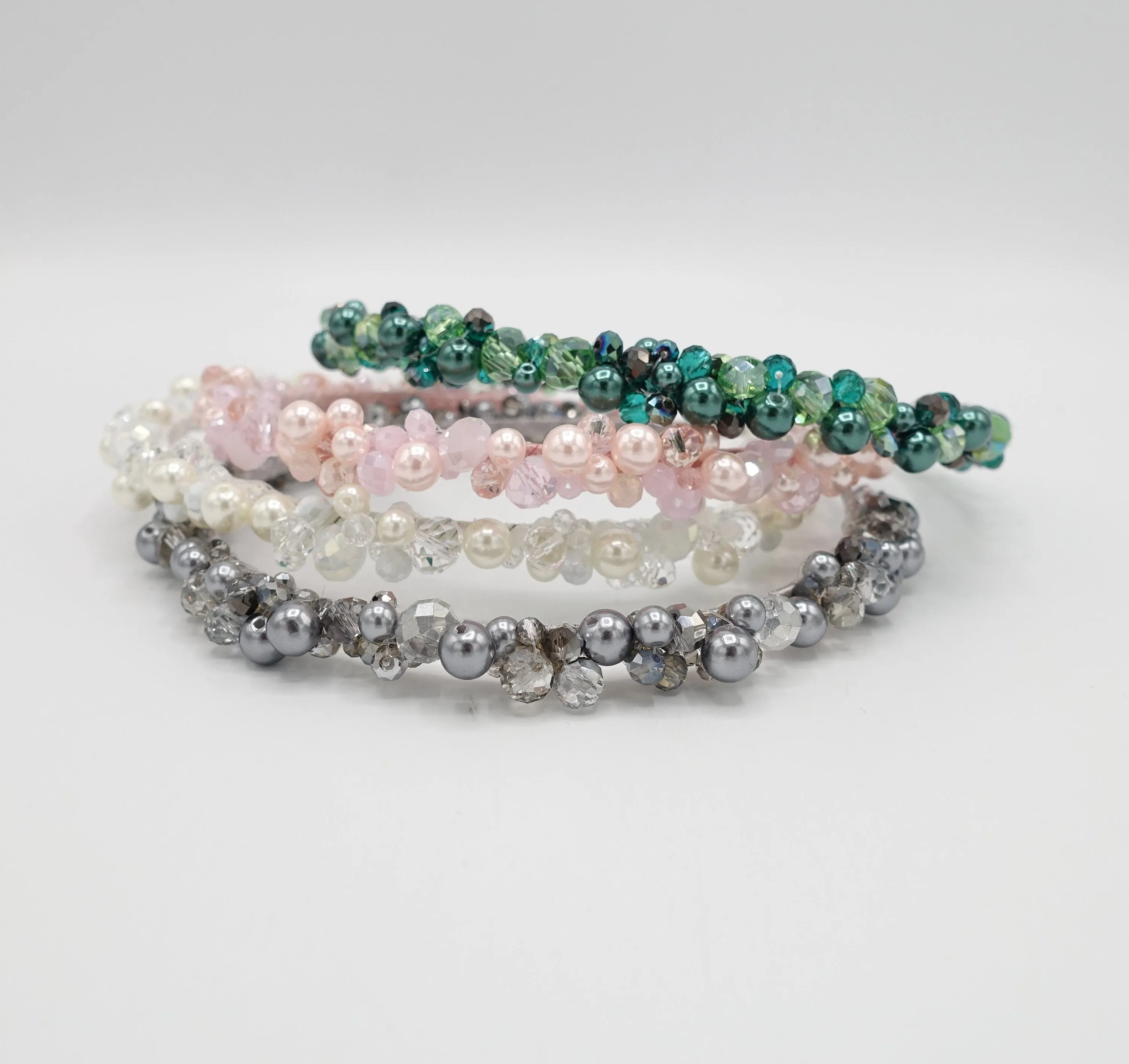 color pearl crystal ball beaded headband