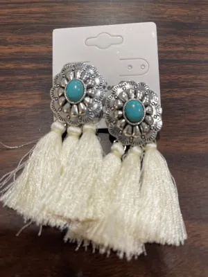 Concho with Turquoise Tassel Earrings