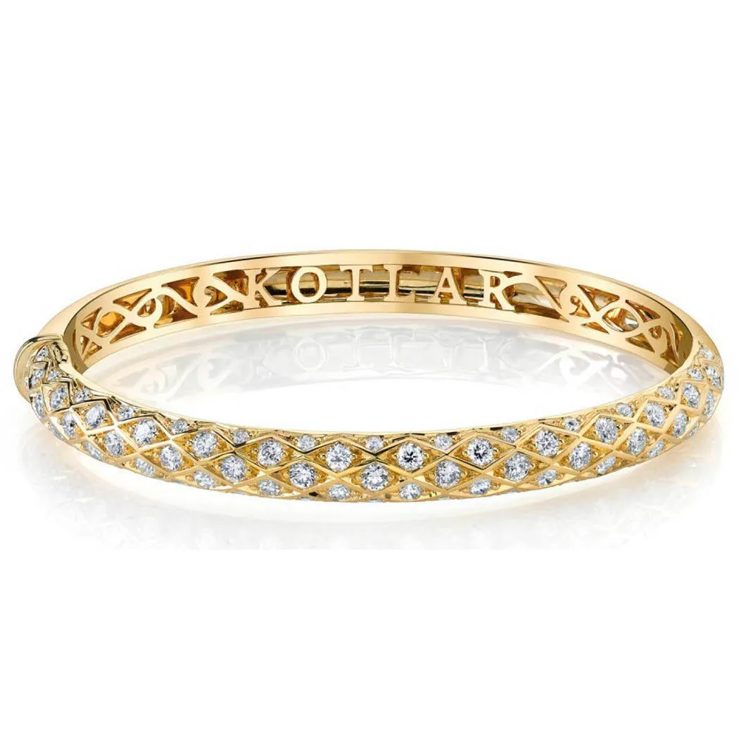 Criss Cross Artisan Pave Halfway Bangle Bracelet