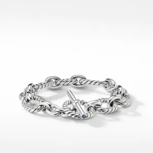 Cushion Link Bracelet with Blue Sapphires, 12.5mm