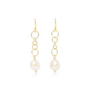 Decus baroque cultured freshwater pearl drop earrings on chunky gold chain