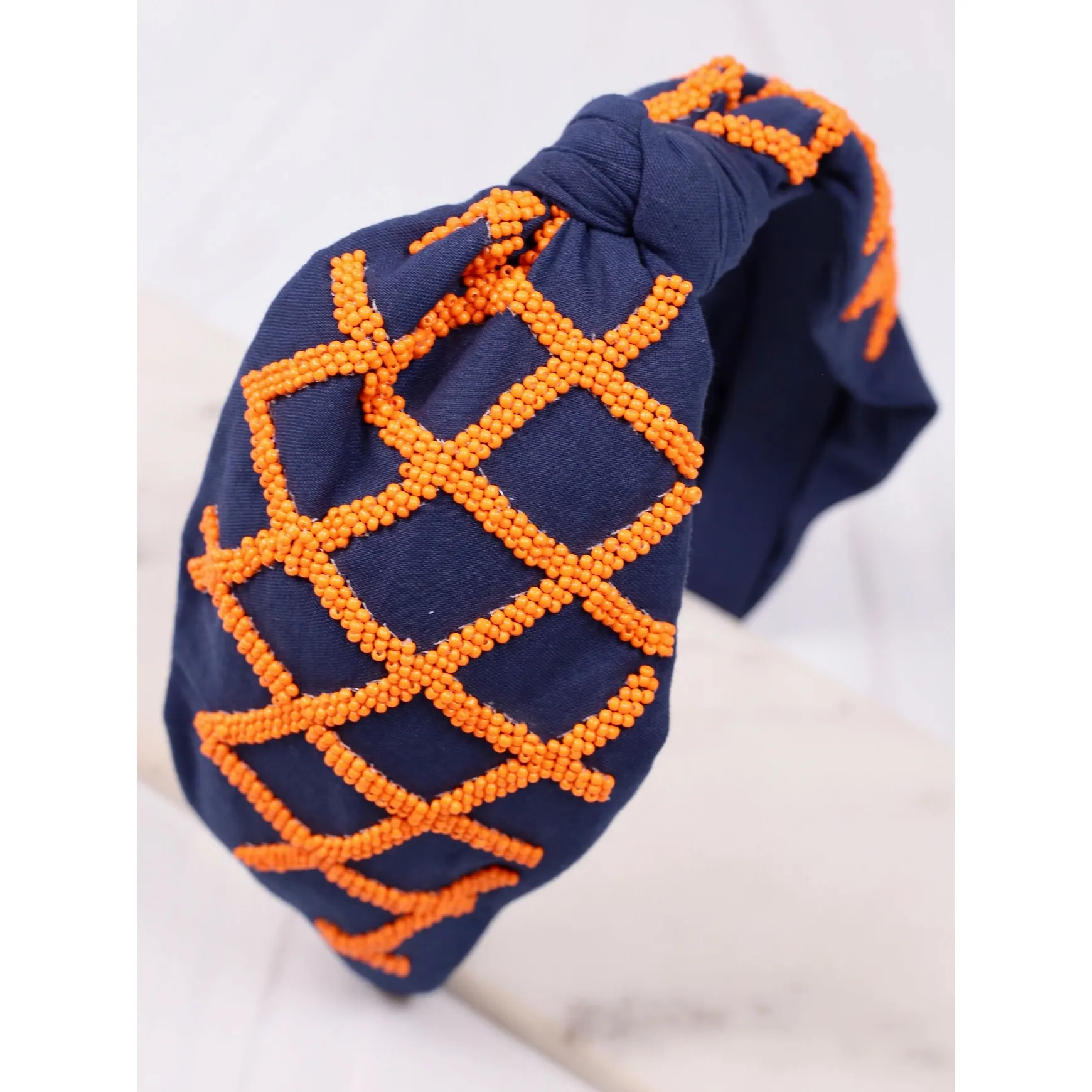 Defense Beaded Headband - Navy & Orange