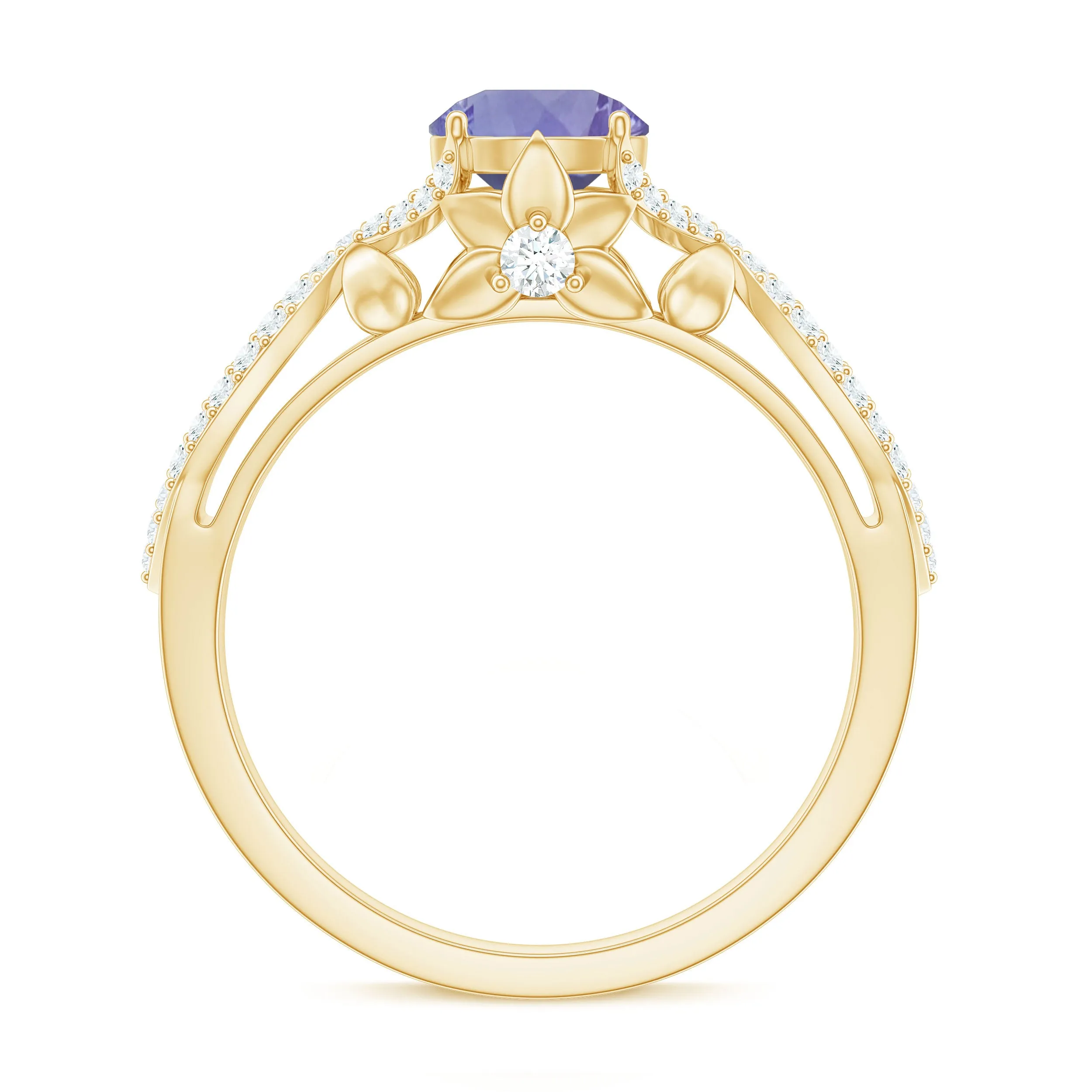 Designer Tanzanite and Diamond Crossover Engagement Ring