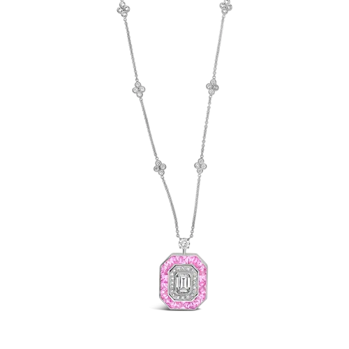 Diamond & Pink Sapphire Necklace