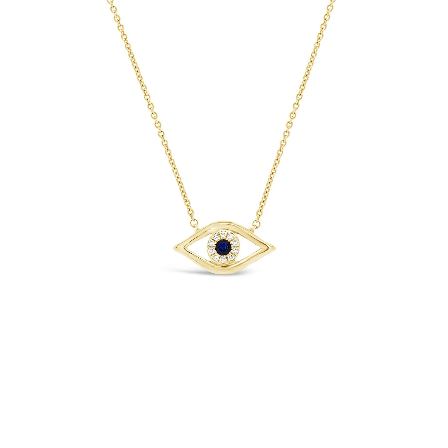 Diamond & Sapphire Simple Evil-Eye Pendant Necklace