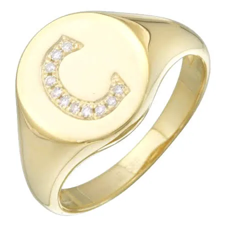 Diamond Initial Signet Ring