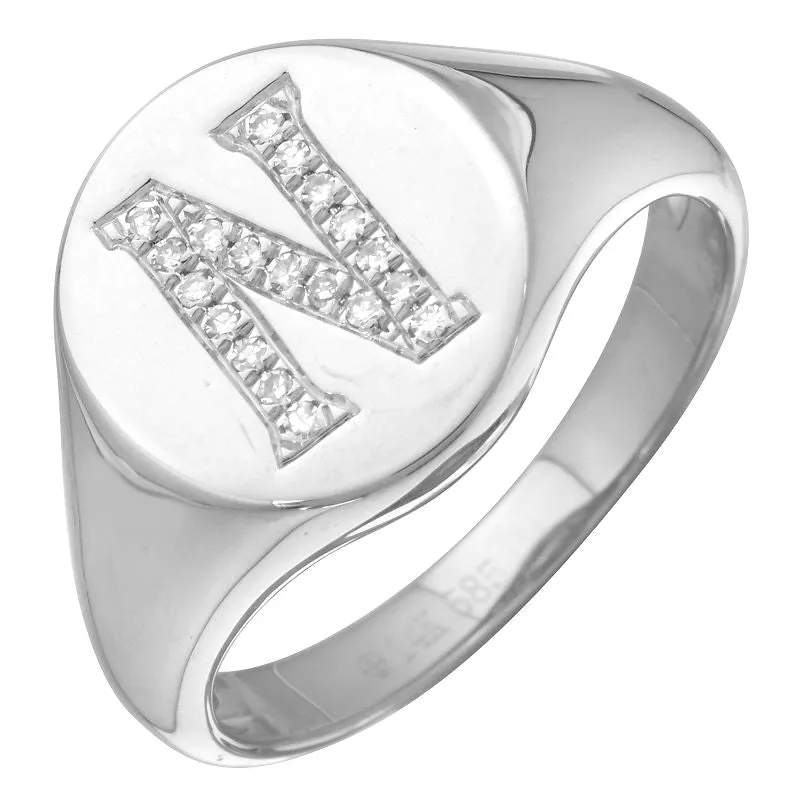 Diamond Initial Signet Ring