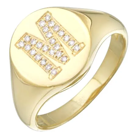 Diamond Initial Signet Ring