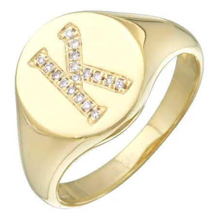 Diamond Initial Signet Ring