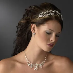 Dreamy Silver Swirll Crystal Flower Bridal Headband