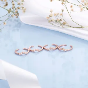 Dreamy Wishbone Rose Gold 925 Silver Toe Ring Combo