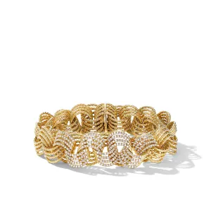 DY Origami Micro Cable Bracelet in 18K Yellow Gold with Diamonds