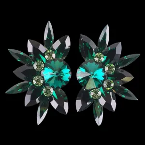 Earrings, Emerald and Peridot Rhinestones