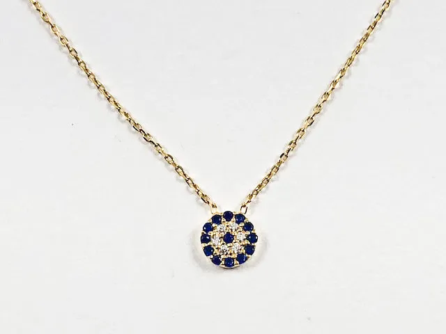 Elegant Dainty Round Evil Eye Style CZ Design Charm Gold Tone Silver Necklace