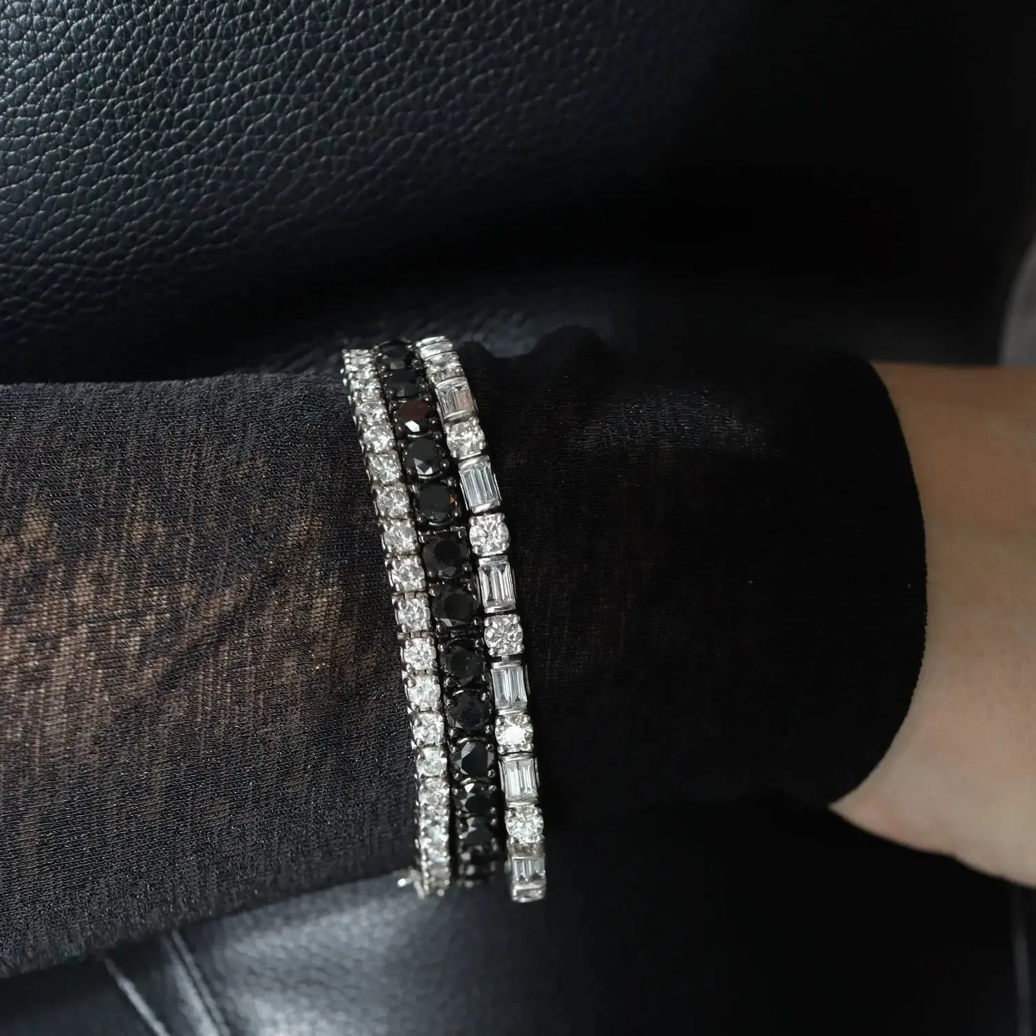 Emerald Cut and Round Diamond Bracelet