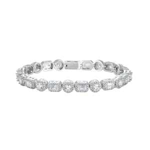 Emerald Cut Mix Clustered Tennis Bracelet - 7mm