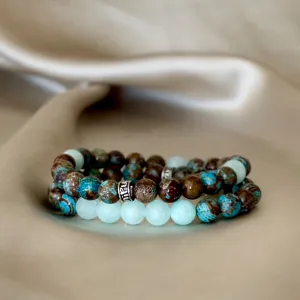 Empowerment Duo stack Bracelets with Chrysocolla and Amazonite beads