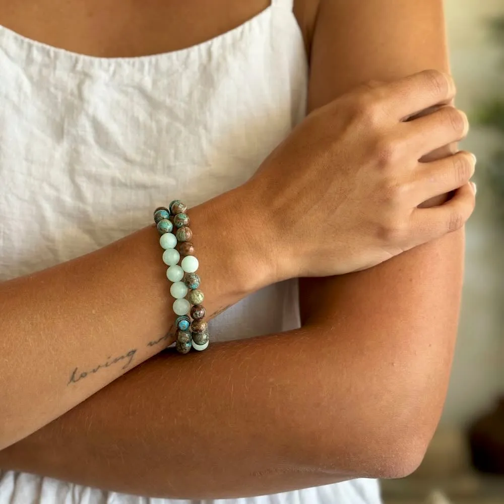 Empowerment Duo stack Bracelets with Chrysocolla and Amazonite beads