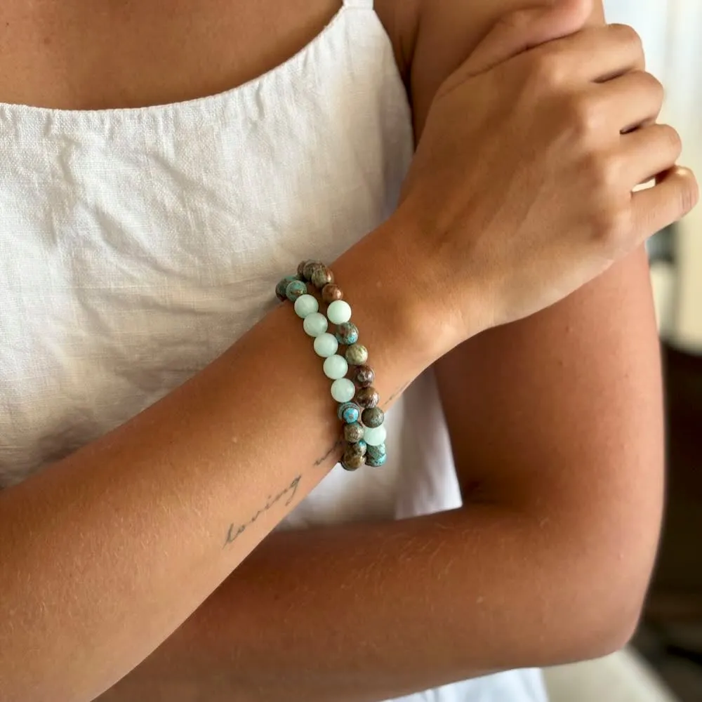 Empowerment Duo stack Bracelets with Chrysocolla and Amazonite beads