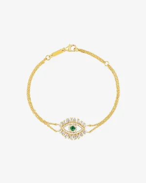 Evil Eye Midi Emerald Half Pavé Bracelet