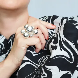 Extra Large Sterling Silver Ball Bead Cluster Ring