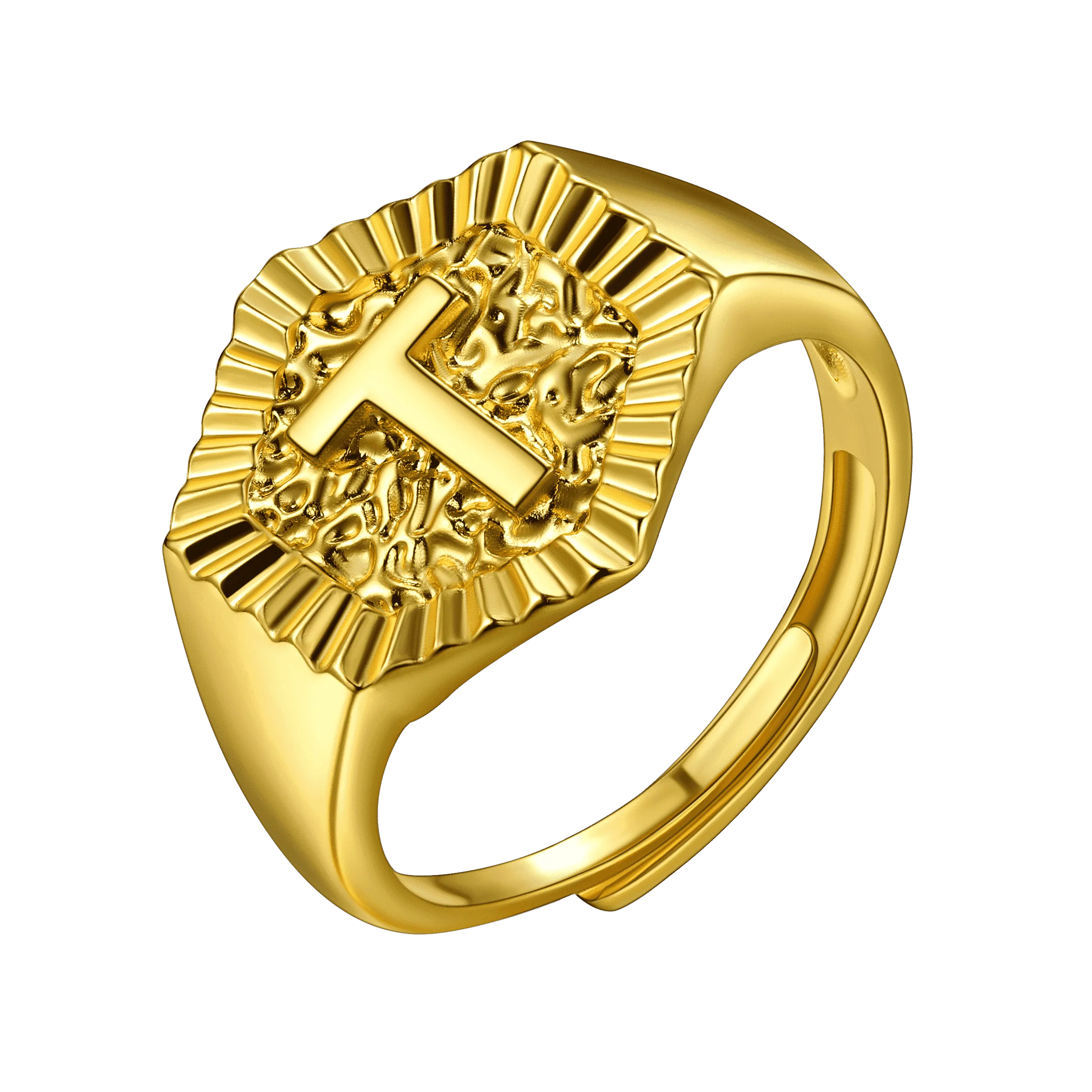 FaithHeart Initial Signet Ring For Unisex Wedding Band